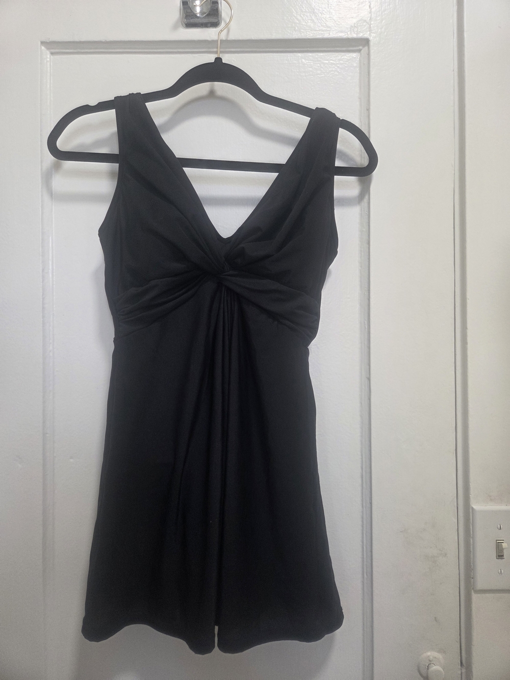 Classic Black Twist-Front SWIM Dress